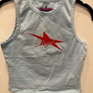 Edikted Angel Light Blue stretchy crop tank top Woman’s Medium